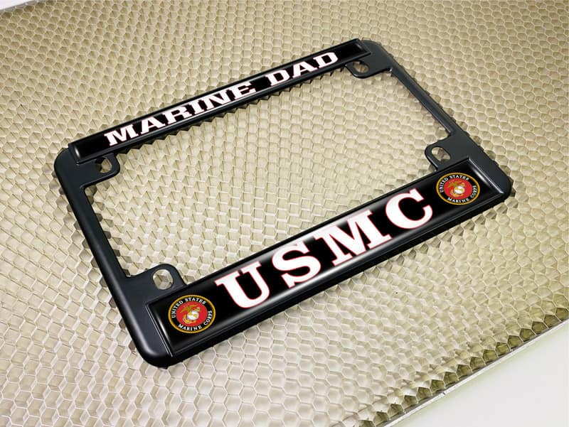 USMC Marine Dad - Motorcycle Metal License Plate Frame